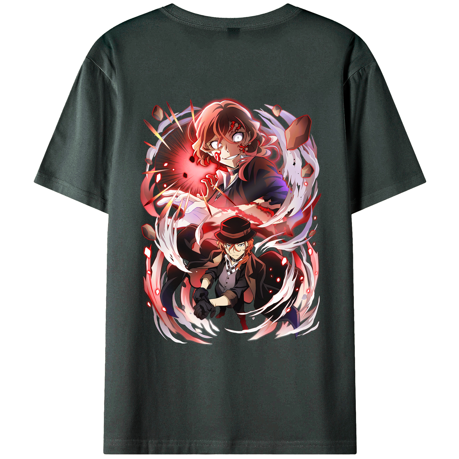 （画像用） 文豪ストレイドッグス Bungo Stray Dogs 綿100％ メンズ半袖Tシャツ（バックプリント） 通気性